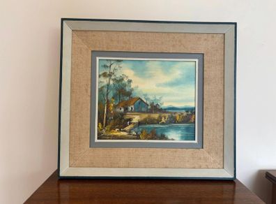 Landscape Painting in a Textured Frame