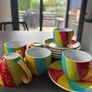 Colourful Coffee Cup & Saucer Set - 6-Piece Image 2