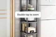 5 Tier Metal Shelving Unit, 360 Swivel Wheels for Kitchen Thick steel rack, 42.5x31x151H, 8cm adjust, 75kg, anti-slip fixed feet &amp; easy-roll wheels, sturdy, for bath, garage, office