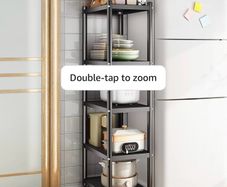 5 Tier Metal Shelving Unit, 360 Swivel Wheels for Kitchen Thick steel rack, 42.5x31x151H, 8cm adjust, 75kg, anti-slip fixed feet & easy-roll wheels, sturdy, for bath, garage, office