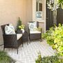 _Polyrattan Garden Furniture, Set with 3 Pieces, Garden Table with 2 Chairs, Side Table with Tempered Glass Top, 2 Removable Cushions, for the Patio, Garden, Balcony Image 2