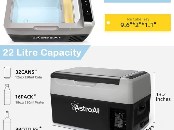 Car Refrigerator 22 Litre, Portable Car Fridge Freezer for Truck, RV, Boat, Camping and Travel, 12/24V DC and 230 AC