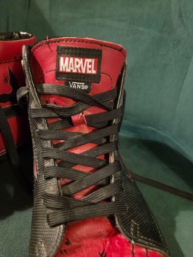 Vans X Marvel SK8-Hi Deadpool black and red leather sneakers