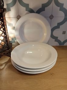 Bone China Royal Porcelain Kingdom of Thailand Semi-Deep Plate / Pasta Bowl Set of 4 (28cm wide, 3.9cm high, 21.5cm inner well)