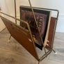 Brass and teak magazine rack Image 2