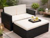 Rattan Garden Sofa Set with Stool and Cushions