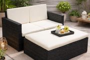 Rattan Garden Sofa Set with Stool and Cushions