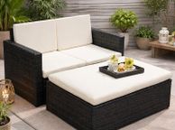main image for ad Rattan Garden Sofa Set with Stool and Cushions