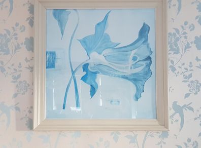 Pair of Large Framed Abstract Botanical Prints 82cm x 82cm