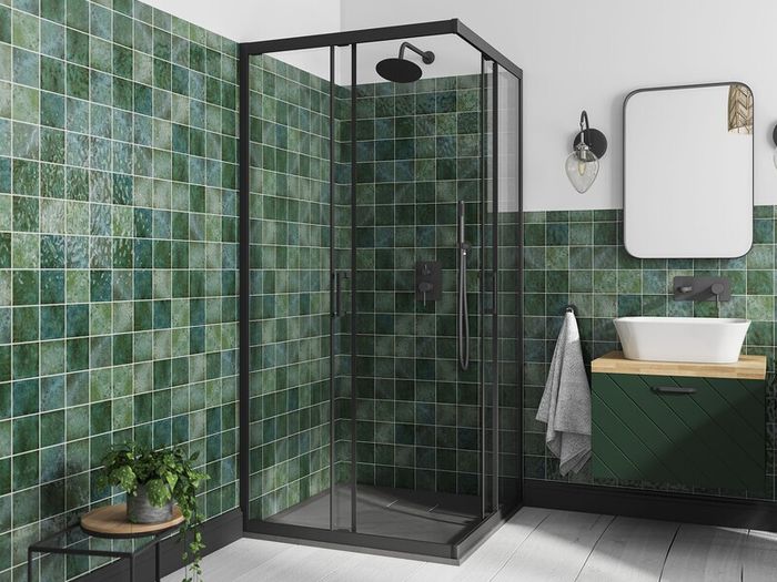 BESCO Shower Enclosure Square Black 90x90x190cm