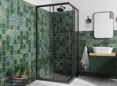 BESCO Shower Enclosure Square Black 90x90x190cm