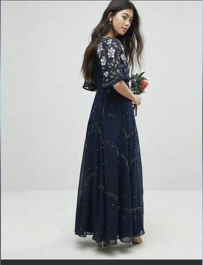 Asos Design Flutter Sleeve Maxi Dress