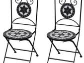 Folding Bistro Chairs 2 pcs Ceramic Black and White