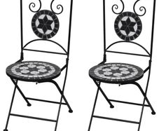 Folding Bistro Chairs 2 pcs Ceramic Black and White