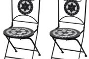 Folding Bistro Chairs 2 pcs Ceramic Black and White