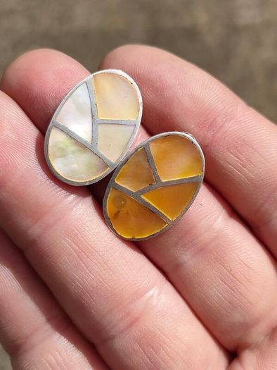 Vintage Mother of Pearl Sterling Silver Earrings
