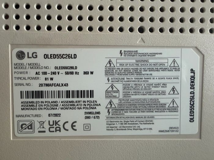 Flawless 55 LG C2 OLED 4K TV (OLED55C2) Zero Burn in, Unused Stand