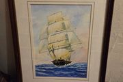 Signed Watercolour by P. Simmons "Sailing Ship"