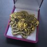 Vintage Style Gold Tone MEDUSA SNAKE LADY Statement BROOCH Shawl Pin or Pendant Jewellery Accessories Gifts Image 4