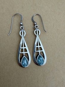 Vintage Sterling Silver & Blue Topaz Kit Heath Drop Earrings