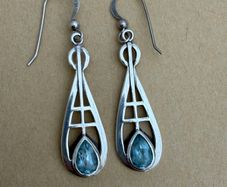 Vintage Sterling Silver & Blue Topaz Kit Heath Drop Earrings