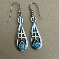 Vintage Sterling Silver & Blue Topaz Kit Heath Drop Earrings