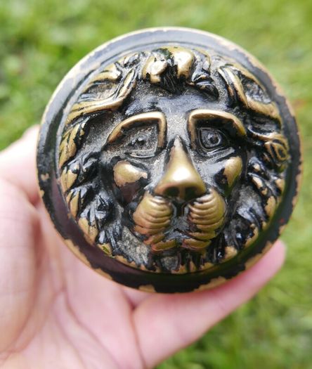 Victorian Heavy Door Brace Set - Letter Plate set  Brass Lion Face  Centre Knob Brass Door Knocker and Letter plate
