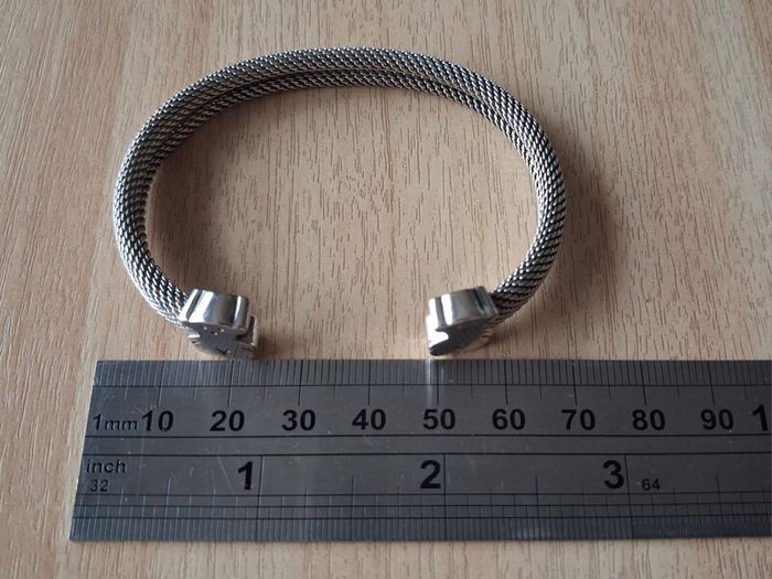 Tous silver mesh bangle bracelet with teddy bears