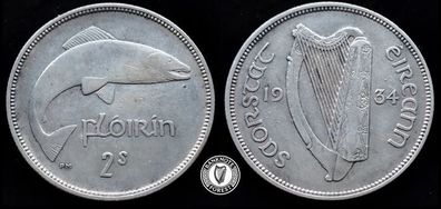 [#2413] - Ireland 1934 | Irish 2s | Irish Florin | Salmon | KM.7