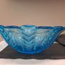 Vintage Blue Pressed Glass Fruit Bowl Image 6