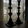 Antique Brass Candle Holders Image 2
