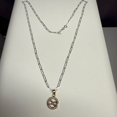 Infinity necklace 2 tone 18 k gold