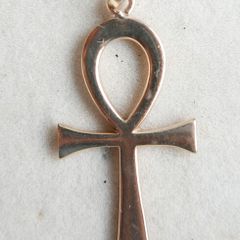 Vintage 9Ct Gold Large Egyptian Ankh Cross Pendant with Gold Chain length 18" - 3,2g