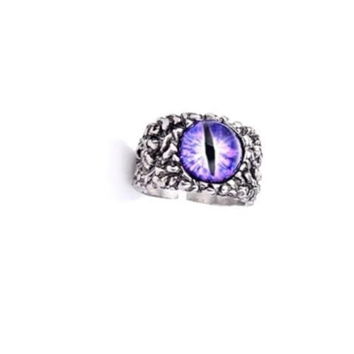 Punk style purple dragon eye silver ring