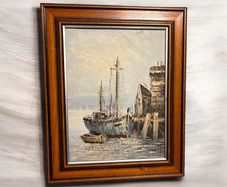 Vintage W. Jones Maritime Oil Paiting