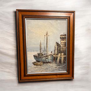 Vintage W. Jones Maritime Oil Paiting