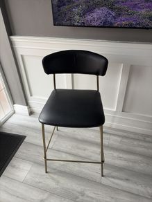 Two Modern Black and Brass Bar Stool Excellent Condition
