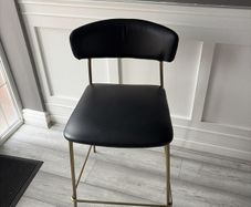 Two Modern Black and Brass Bar Stool Excellent Condition