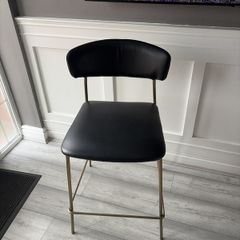 Two Modern Black and Brass Bar Stool Excellent Condition