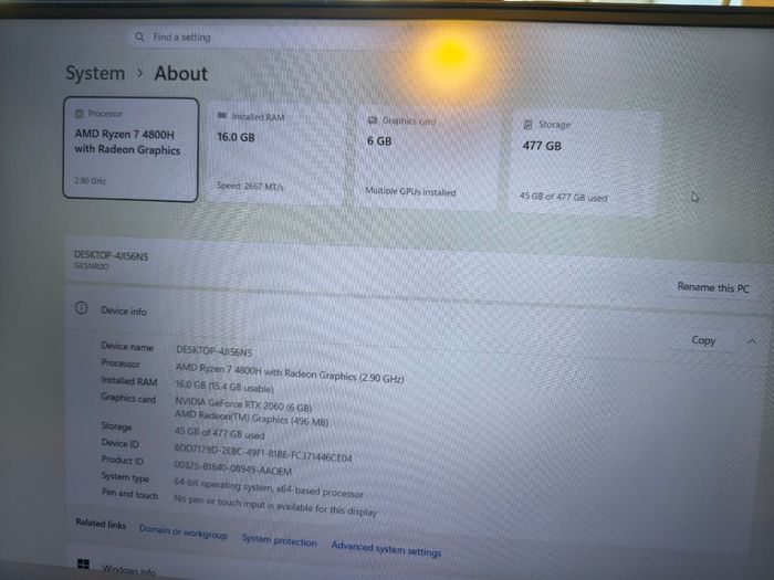 Gaming Laptop - Ryzen 7 4800H + NVIDIA RTX 2060