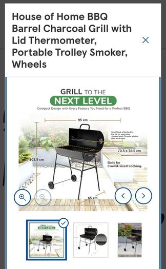 Barrel Charcoal BBQ Grill Smoker Black with cover