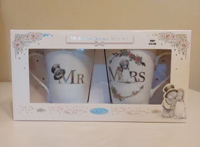 Wedding Mr & Mrs double Mug Set Me to you Tatty Teddy new & boxed