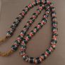 Antique Venetian Style Black Chevron Glass Beads Necklace Strand Image 10