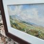 Original Watercolor Countryside Landscape Painting in Dark Wood Frame (Matted) Image 4