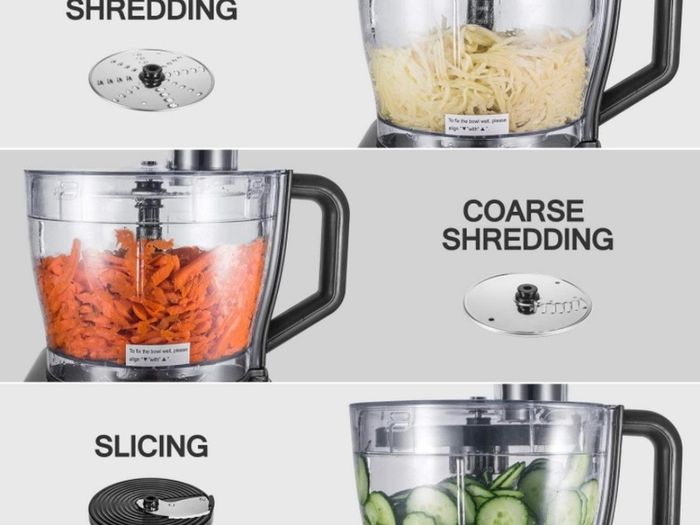 1100W Multifunctional Food Processor - Mixer, Crusher, Grinder, Citrus Juicer, Kneading Dough Blades with 3.2 L Bowl, 1.5 L Mixing Cup Black (FREE POSTAGE)
