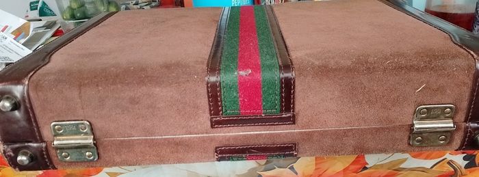Vintage 1979s/80s Gucci Style Suede Briefcase with web Stripe (Homage/Replica