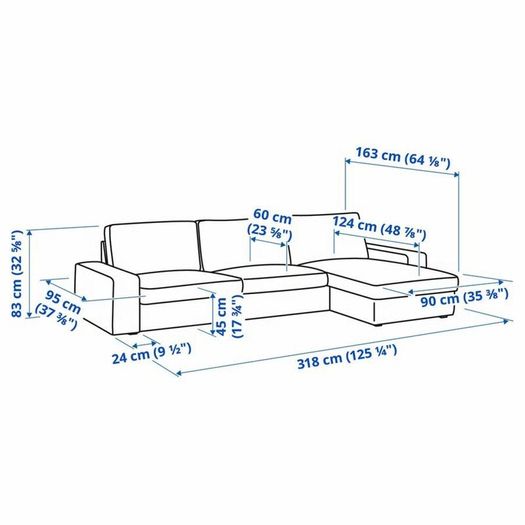 KIVIK 4-seat sofa/couch with chaise longue