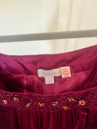 Monsoon Girls Burgundy Crushed Velvet Dress