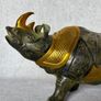 Vintage Chinese Rhinoceros (42cm/7kg) - Bronze With Gilt Accents, Stamped Image 3