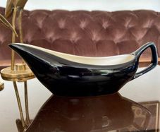 Vintage Slender 1950s Avant Garde Gravy Boat Black White